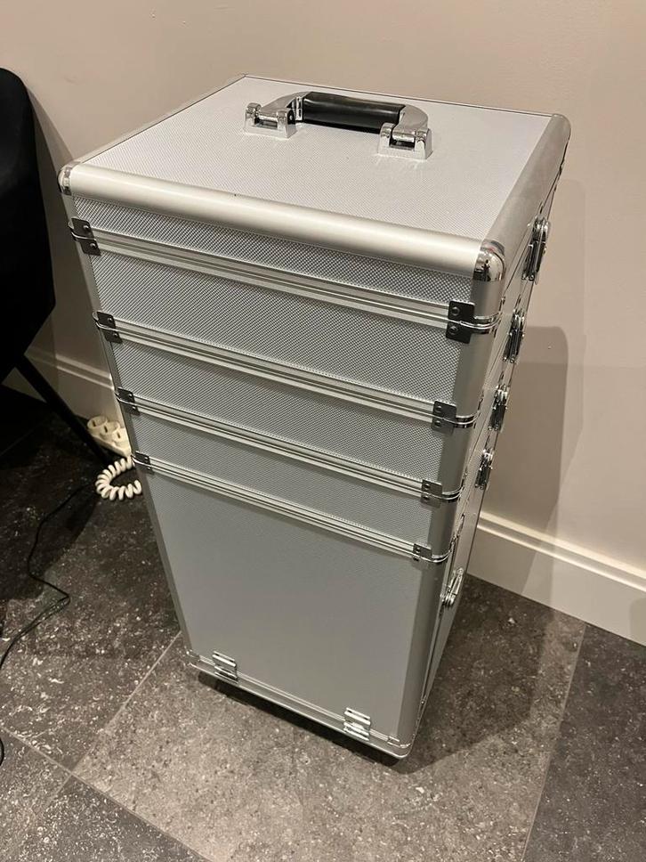 Cosmetica Trolley - Ideaal voor Professionals!, Sieraden, Tassen en Uiterlijk, Beautycases, Gebruikt, Hardcase, Grijs, Met slot