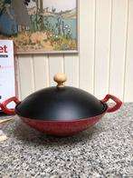 Wokpan geëmailleerd gietijzer met deksel, Ophalen of Verzenden, Gietijzer, Wok