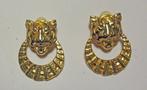 07 Goudkleurige vintage tijger oorclips, deurklopper model, Ophalen of Verzenden, Nieuw, Goud, Overige materialen