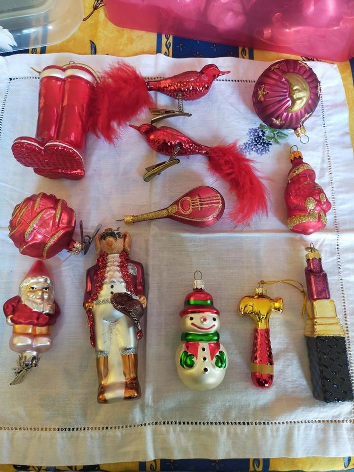 Glazen kerst ornamenten figuurtjes hangertjes vanaf €0.50.-, Diversen, Kerst, Gebruikt, Ophalen of Verzenden