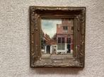 Vermeer straatje // houten vergulde lijst // oliegrafie, Antiek en Kunst, Kunst | Schilderijen | Klassiek, Ophalen of Verzenden