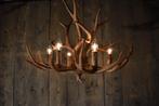 Aanbieding gewei hanglamp met 6 lichtpunten nieuw in doos, Ophalen, Nieuw, Landelijk, Minder dan 50 cm