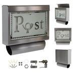 rvs brievenbus met veligheidsglas"post"., Tuin en Terras, Brievenbussen, Www.helo24.eu, Verzenden, Wandbrievenbus, Rvs