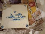 Tegel origineel Delfts Blauw handgeschilderd 17e eeuw, Antiek en Kunst, Ophalen