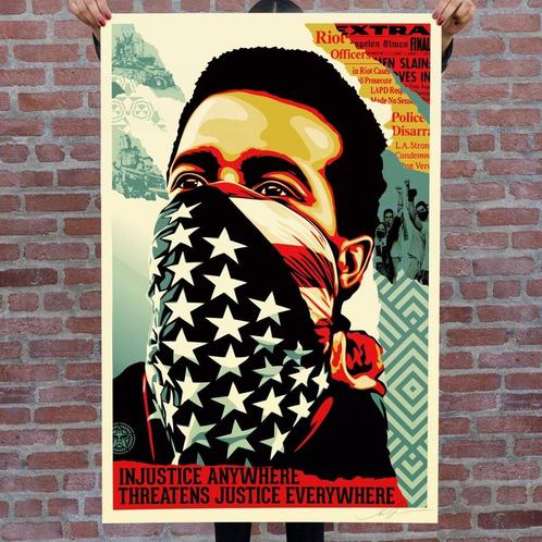 Shepard Fairey (OBEY) - American Rage - gesigneerd, Antiek en Kunst, Kunst | Designobjecten, Ophalen of Verzenden