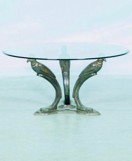 Exclusieve Hollywood Regency (salon-)tafel. Glas, Brons., Huis en Inrichting, Tafels | Salontafels, Gebruikt, Minder dan 50 cm