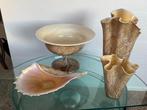 Mooi set vazen en schalen " schelp "  uit 1 serie DECORATIE, Ophalen, Overige kleuren, Minder dan 50 cm, Glas
