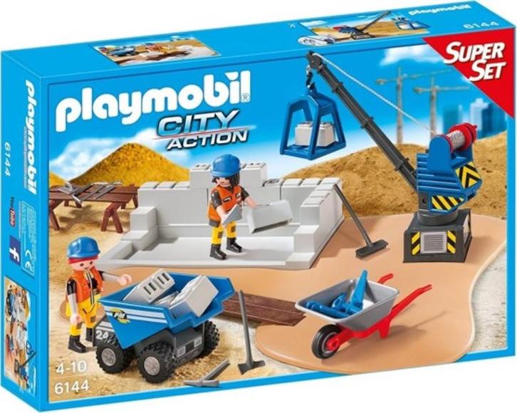 Playmobil Super Set Bouwterrein 6144, Kinderen en Baby's, Speelgoed | Playmobil, Zo goed als nieuw, Complete set, Ophalen