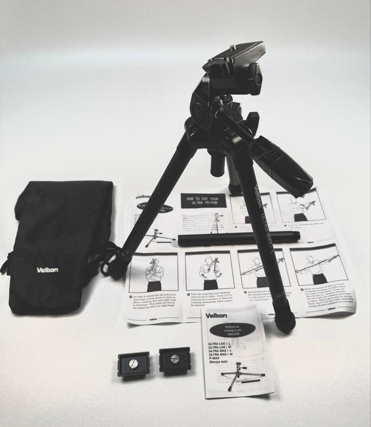 Compact Reisstatief met Snelkoppeling van Velbon, Audio, Tv en Foto, Fotografie | Statieven en Balhoofden, Gebruikt, Driepoot