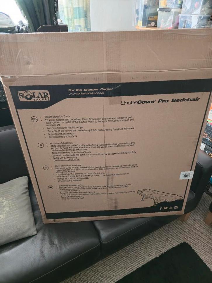 Solar undercover pro bedchair NIEUW in doos stretcher., Watersport en Boten, Hengelsport | Karpervissen, Nieuw, Overige typen
