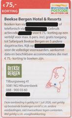 Beekse Bergen Hotel & Resorts. € 75,- korting. Postcode bon., Tickets en Kaartjes, Hotelbonnen, Drie personen of meer, 3 overnachtingen of meer