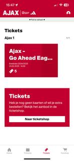 2 tickets naast elkaar Ajax - Go Ahead Eagles, Losse kaart, Twee personen, Februari