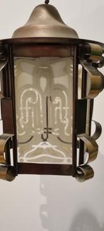 mooie art deco lamp, hanglamp, Gebruikt, Art deco, Amsterdamse school, Ophalen of Verzenden, Glas