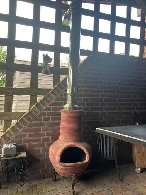 Mexicaanse terracotta tuinhaard met luxe RVS verlengpijp, Tuin en Terras, Tuinhaarden, Nieuw, Ophalen