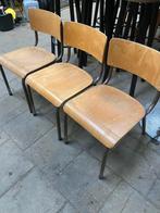 Oude schoolstoel jaren ‘70 landelijk brocante 36cm, Ophalen, Gebruikt, Bruin