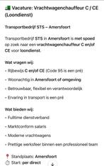 Gezocht Chaffeur met Rijbewijs C en CE, 33 - 40 uur, Overige niveaus, Overige vormen