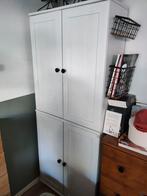 Whitewash kast met zwarte knoppen en magazine houders, Ophalen, Met deur(en), Zo goed als nieuw, Minder dan 150 cm