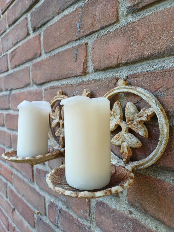 Gietijzeren Kandelaar Franse brocante muur kerst klimop, Antiek en Kunst, Antiek | Kandelaars, Overige materialen, Ophalen of Verzenden