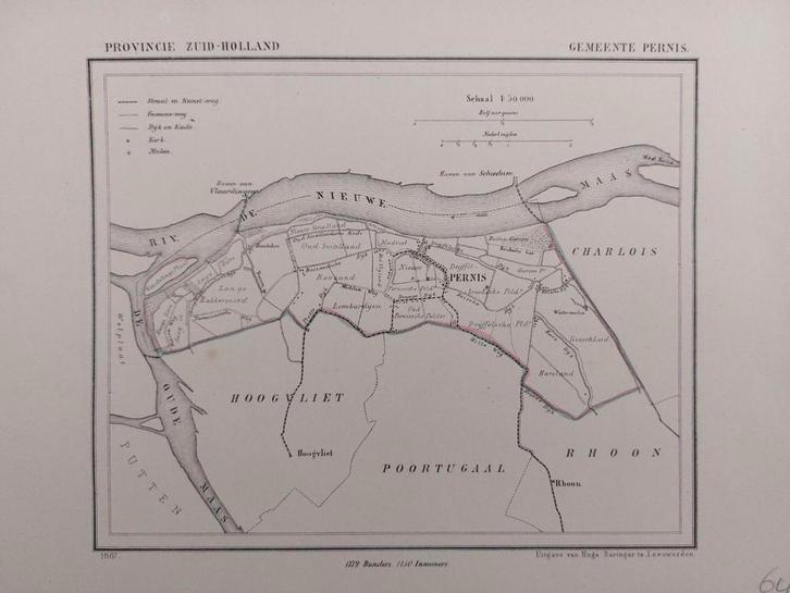 143 / Litho uit 1867 door J. Kuyper van Pernis ZH, Antiek en Kunst, Kunst | Litho's en Zeefdrukken, Ophalen of Verzenden