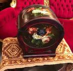 Brocante kist - doos antiek hout - bloemen handgeschilderd, Antiek en Kunst, Curiosa en Brocante, Verzenden