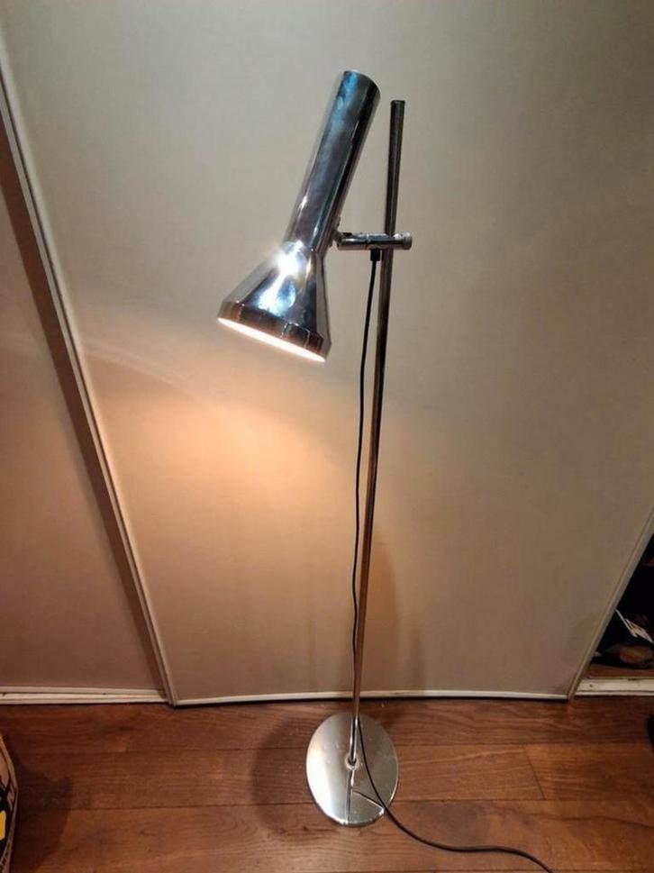 Vintage mid-century Philips chrome vloerlamp nieuw bekabeld, Huis en Inrichting, Lampen | Vloerlampen, Zo goed als nieuw, Ophalen of Verzenden