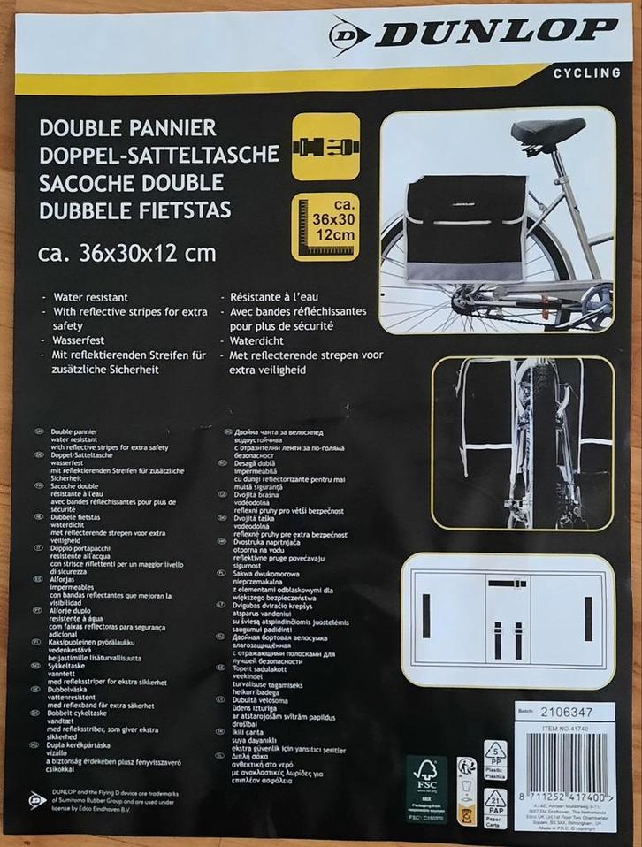 Dubbele Fietstas - Dunlop, Fietsen en Brommers, Fietsaccessoires | Fietstassen, Nieuw, Ophalen of Verzenden