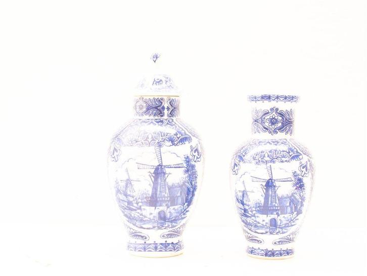 Delfts Bleau porseleinen vazen 35389, Huis en Inrichting, Woonaccessoires | Vazen, Gebruikt, Overige kleuren, Minder dan 50 cm