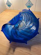 Glazen schelp;  blauw, Schaal, Ophalen of Verzenden, Overige vormen, Glas