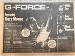 Paginagrote A4 advertentie G-FORCE Gary Moore tour 1980, Ophalen of Verzenden