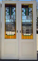 1 set schuif / en-suite deuren met glas in lood 238x143cm., Ophalen