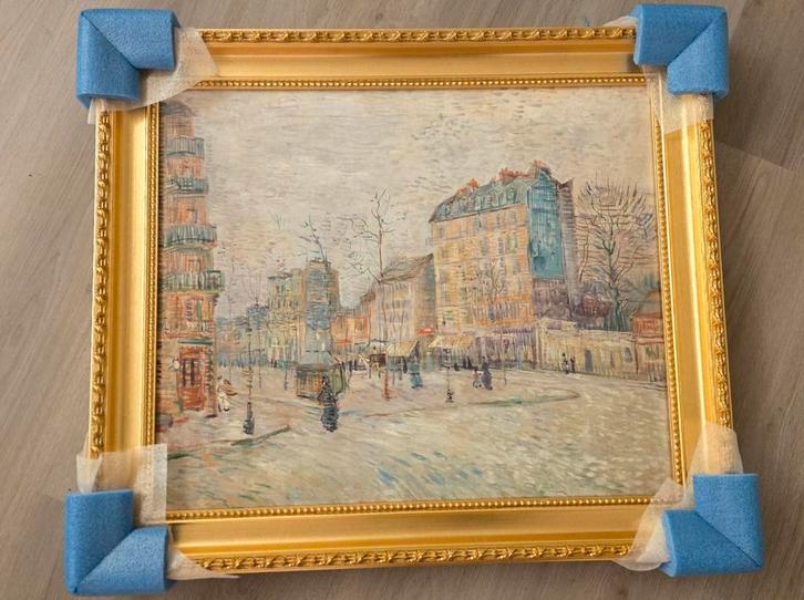 Van Gogh – Boulevard de Clichy Ciclée, 75x60 gouden lijst, Antiek en Kunst, Kunst | Schilderijen | Klassiek, Ophalen