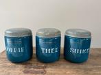 Vintage Emaille Voorraadblikken - Koffie, Thee, Suiker Setje, Ophalen of Verzenden