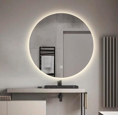 Ronde badkamer spiegel 70 cm incl licht en verwarming, Huis en Inrichting, Badkamer | Badkamermeubels, Zo goed als nieuw, Overige typen