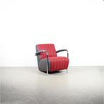 2x Leolux Scylla Fauteuil Laag Rood/Bruin Stof + Grijs Leer