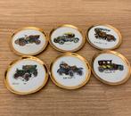 Vintage Onderzetters met Auto Motieven (6 stuks), Ophalen of Verzenden, Gebruikt, Glas of Kopje