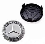 Set naafdoppen 75 mm Mercedes (4 stuks) nieuw zwart/zilver, Verzenden, Nieuw