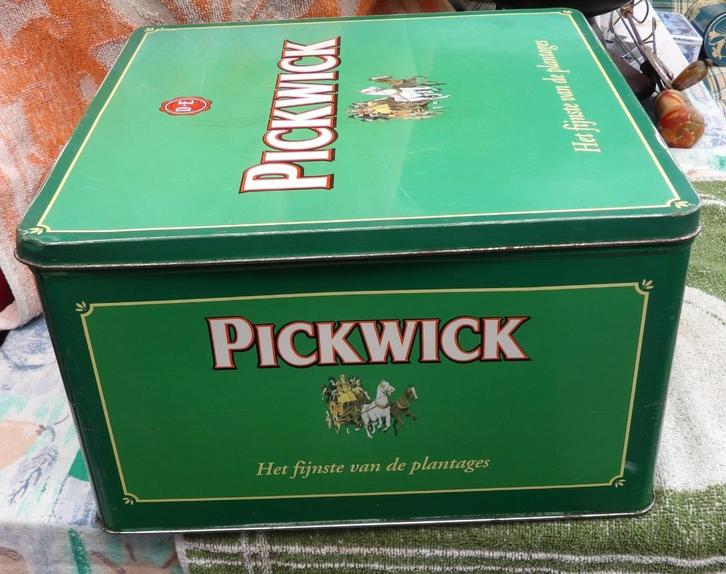 groot theeblik DE/ winkelblik PickWick thee, Verzamelen, Blikken, Gebruikt, Thee, Douwe Egberts, Ophalen of Verzenden