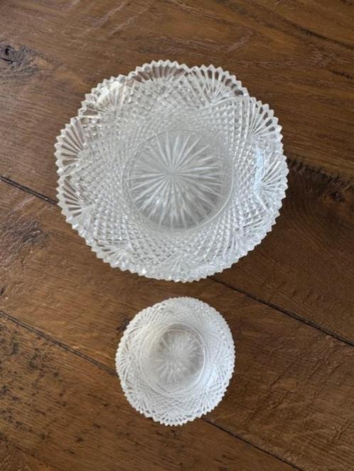 Antieke Wilhelminakristallen serveerschaaltjes, Antiek en Kunst, Antiek | Glas en Kristal, Ophalen of Verzenden