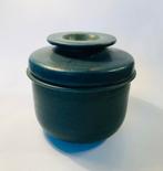 Heel mooi dekselpotje, gesigneerd, handgemaakt, petrolblauw,, Ophalen of Verzenden
