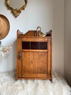 Vintage/Art deco kastje/hangkastje koffiecorner/medicijnkast, Ophalen, Eikenhout, Minder dan 150 cm, Nvt