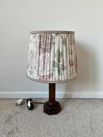 Vintage lamp met houten voet, 48x30cm.Bloem art deco nouveau, Huis en Inrichting, Lampen | Tafellampen, Hout, Gebruikt, Verzenden