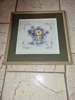 Geborduurde bloemen in lijst, Ophalen of Verzenden