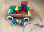 Retro houten speelgoed blokken karretje, vintage jaren 60., Ophalen of Verzenden, Gebruikt, Overige typen