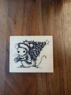 Kerststempel muis met kerstboom, Ophalen of Verzenden, Zo goed als nieuw, Houten stempel