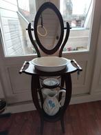 Antiek wastafel met spiegel, Huis en Inrichting, Minder dan 50 cm, Gebruikt, 100 tot 150 cm, Hout