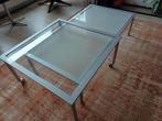 Glazen salontafel( tweedelig), Huis en Inrichting, Tafels | Salontafels, Gebruikt, 50 tot 100 cm, Vierkant, Modern
