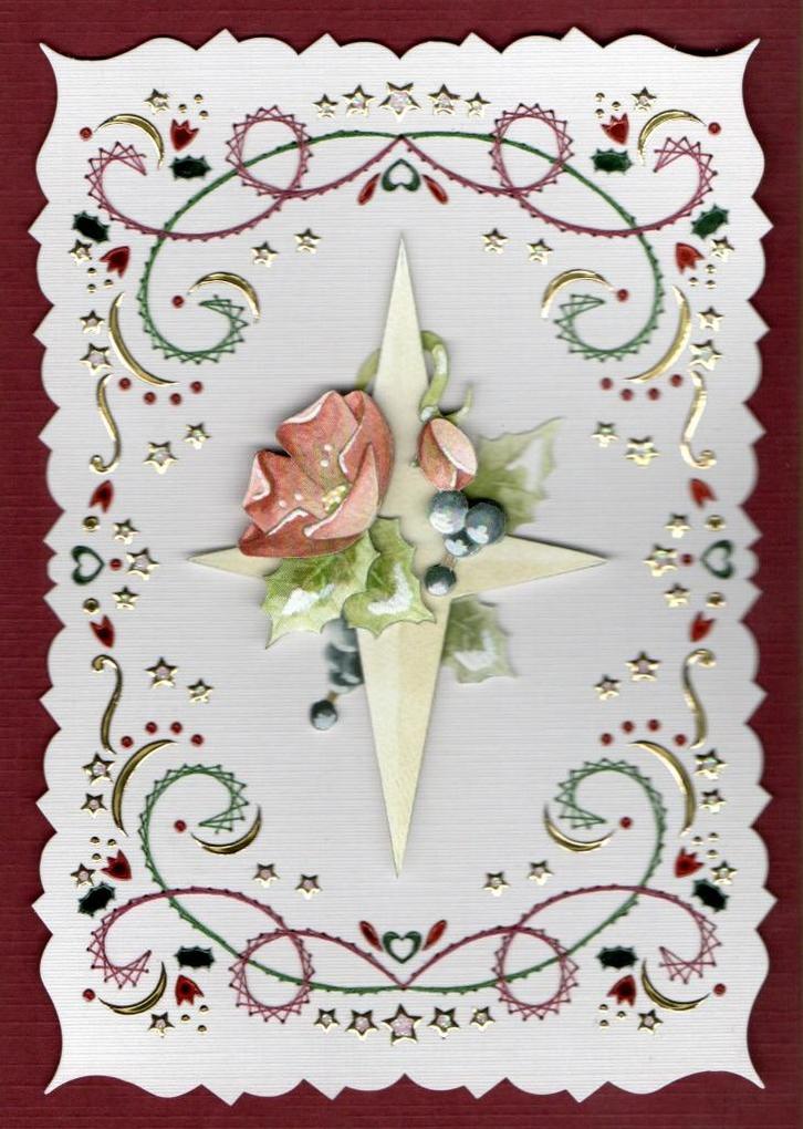 geborduurde 3D kaart met stickertjes nr 102, Hobby en Vrije tijd, Kaarten | Zelfgemaakt, Nieuw, Kerst, Ophalen of Verzenden