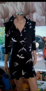 Leuk zwart jurkje tuniek met vogels kraanvogels Ambika mt 38, Kleding | Dames, Jurken, Maat 38/40 (M), Zwart, Ophalen of Verzenden