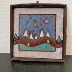 Vintage wandtegel bergen en sterrenhemel keramiek kunst, Antiek en Kunst, Antiek | Keramiek en Aardewerk, Ophalen of Verzenden