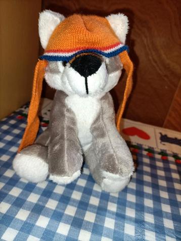 Husky knuffel met oranje sjaal/muts Plus Supermarkt 20 cm  beschikbaar voor biedingen